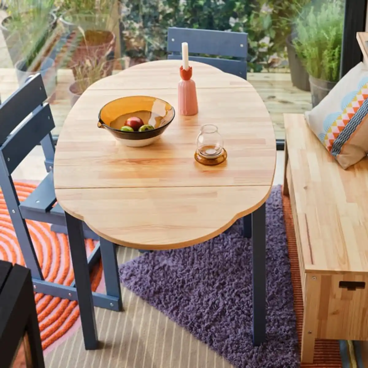 Bild 2 von OMMJÄNGE Klapptisch, Kiefer/lasiert blau, 134x82 cm