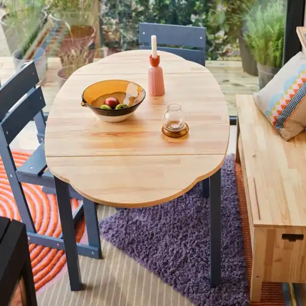 Bild 2 von OMMJÄNGE Klapptisch, Kiefer/lasiert blau, 134x82 cm