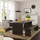 Bild 2 von BERGSHYTTAN / TOSSBERG Tisch, 2 Stühle + Bank, Eschenfurnier dunkelbraun/Gunnared dunkelgrau schwarz, 240x93 cm