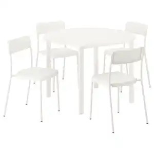 VIHALS / VIHALS Tisch und 4 Stühle, weiß weiß/weiß, 107 cm