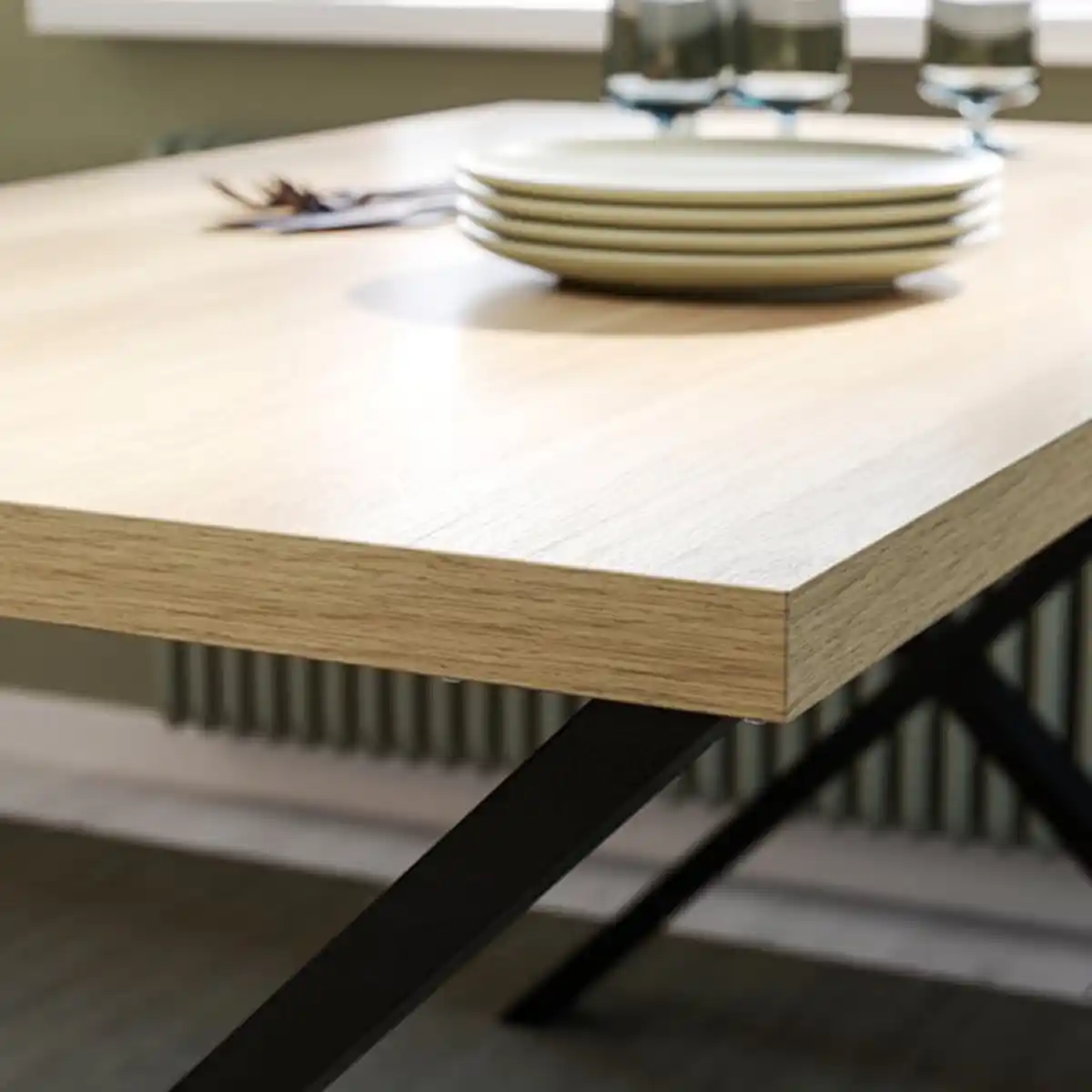 Bild 3 von SKÅLSTA Tisch, Eichenachbildung/X-Form schwarzgrau, 140x80 cm