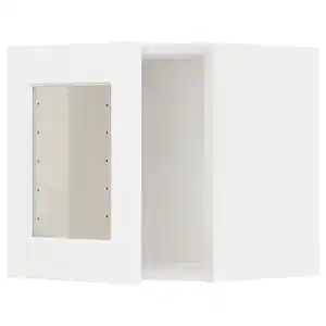 METOD Wandschrank mit Vitrinentür, weiß Enköping/weiß Holzeffekt, 40x40 cm