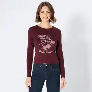 Damen-Langarmshirt mit Frontaufdruck