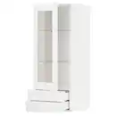 Bild 1 von METOD / MAXIMERA Wandschr. mit Vitrinentür/2 Schubl., weiß Enköping/weiß Holzeffekt, 40x100 cm