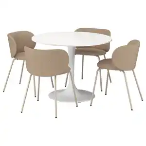 DOCKSTA / KRYLBO Tisch und 4 Stühle, weiß weiß/Tonerud dunkelbeige, 103 cm