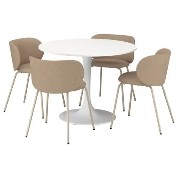 Bild 1 von DOCKSTA / KRYLBO Tisch und 4 Stühle, weiß weiß/Tonerud dunkelbeige, 103 cm