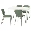 Bild 1 von VIHALS / VIHALS Tisch und 4 Stühle, weiß/grün Tibbleby graugrün, 120/180x74 cm