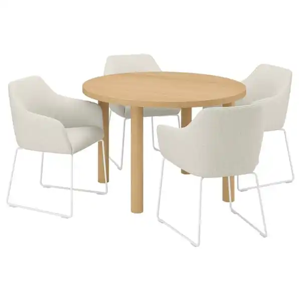 Bild 1 von STOCKHOLM 2025 / TOSSBERG Tisch und 4 Stühle, Eichenfurnier/weiß Gunnared beige, 115 cm