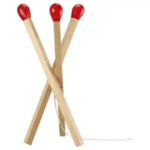 STRÅLA Standleuchte, LED, streichholzförmig Holz