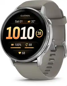 Venu 4 (45mm) Sportuhr mit Silikon-Armband (22mm) schwarz/silber/grau