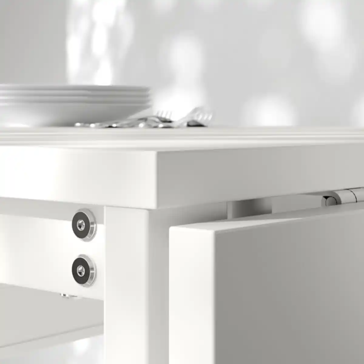 Bild 3 von VIHALS / VIHALS Tisch und 4 Stühle, Klapptisch weiß/weiß Tibbleby beige/grau, 39/95/151x90 cm