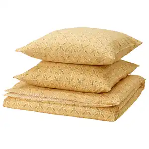 HAMNSENAP Bettwäsche-Set, 3-teilig, gelb/bunt, 240x220/80x80 cm