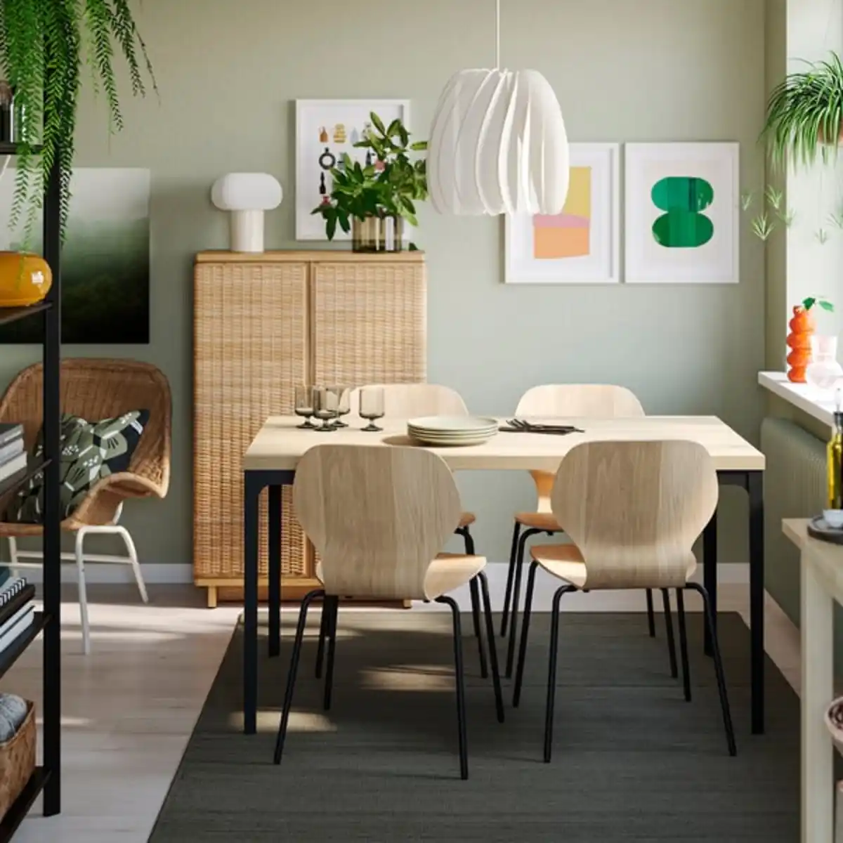 Bild 2 von SKÅLSTA Tisch, Eichenachbildung/gerade schwarzgrau, 140x80 cm