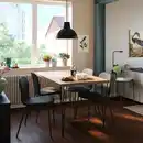 Bild 2 von SKÅLSTA Tisch, Nussbaumnachbildung/Haarnadel schwarzgrau, 140x80 cm