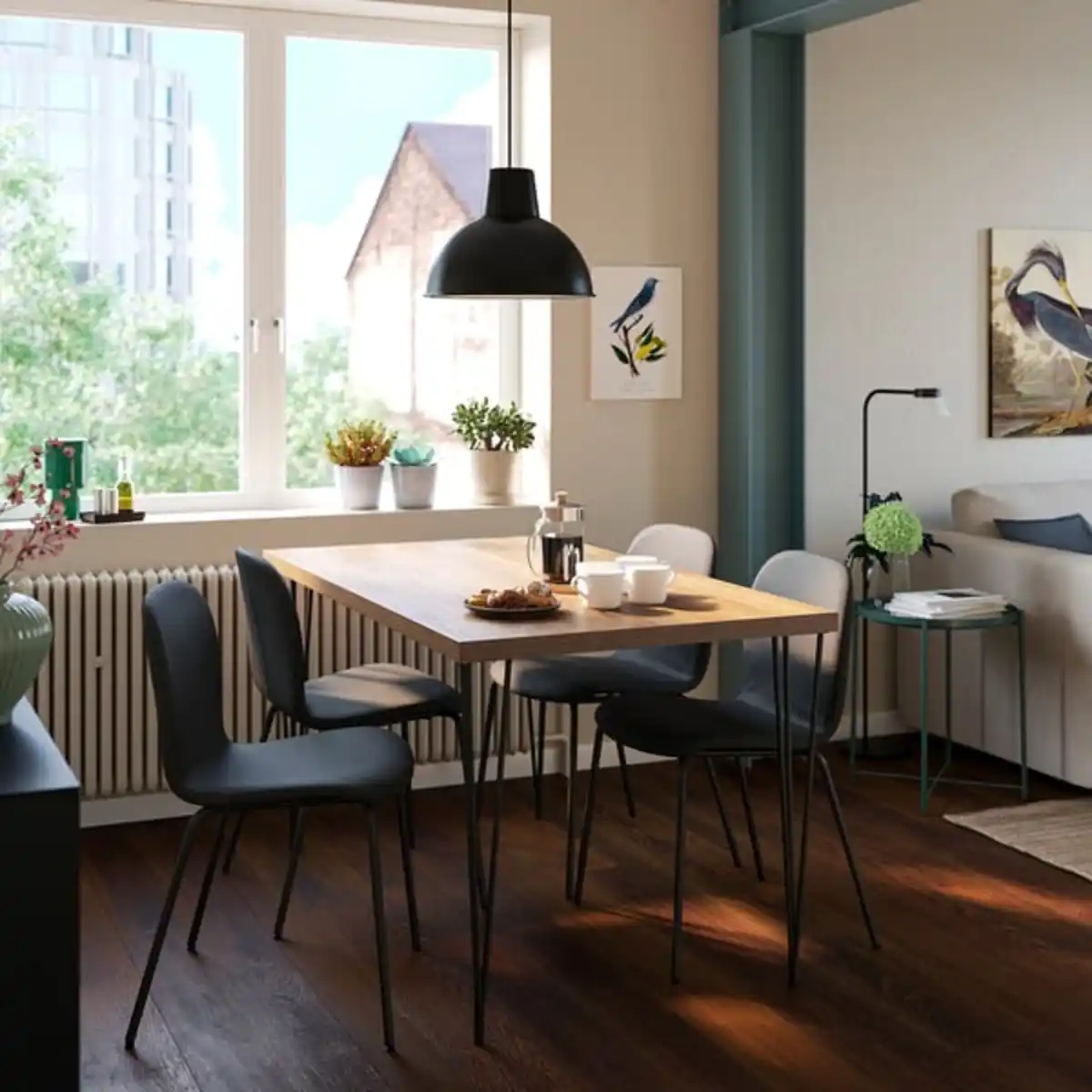 Bild 2 von SKÅLSTA Tisch, Nussbaumnachbildung/Haarnadel schwarzgrau, 140x80 cm