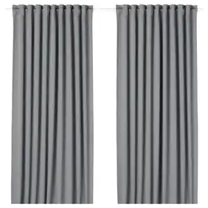 MAJGULL 2 Gardinenschals (verdunk.), grau/mit Gardinenband, 145x250 cm