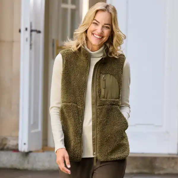 Bild 1 von Damen-Indoor-Teddy-Weste mit Brusttasche