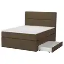 Bild 1 von HEMFJÄLLET Boxspringbett mit Bettkasten, Vesteröy mittelfest/Näsfjället Tonerud dunkel graubraun, 140x200 cm