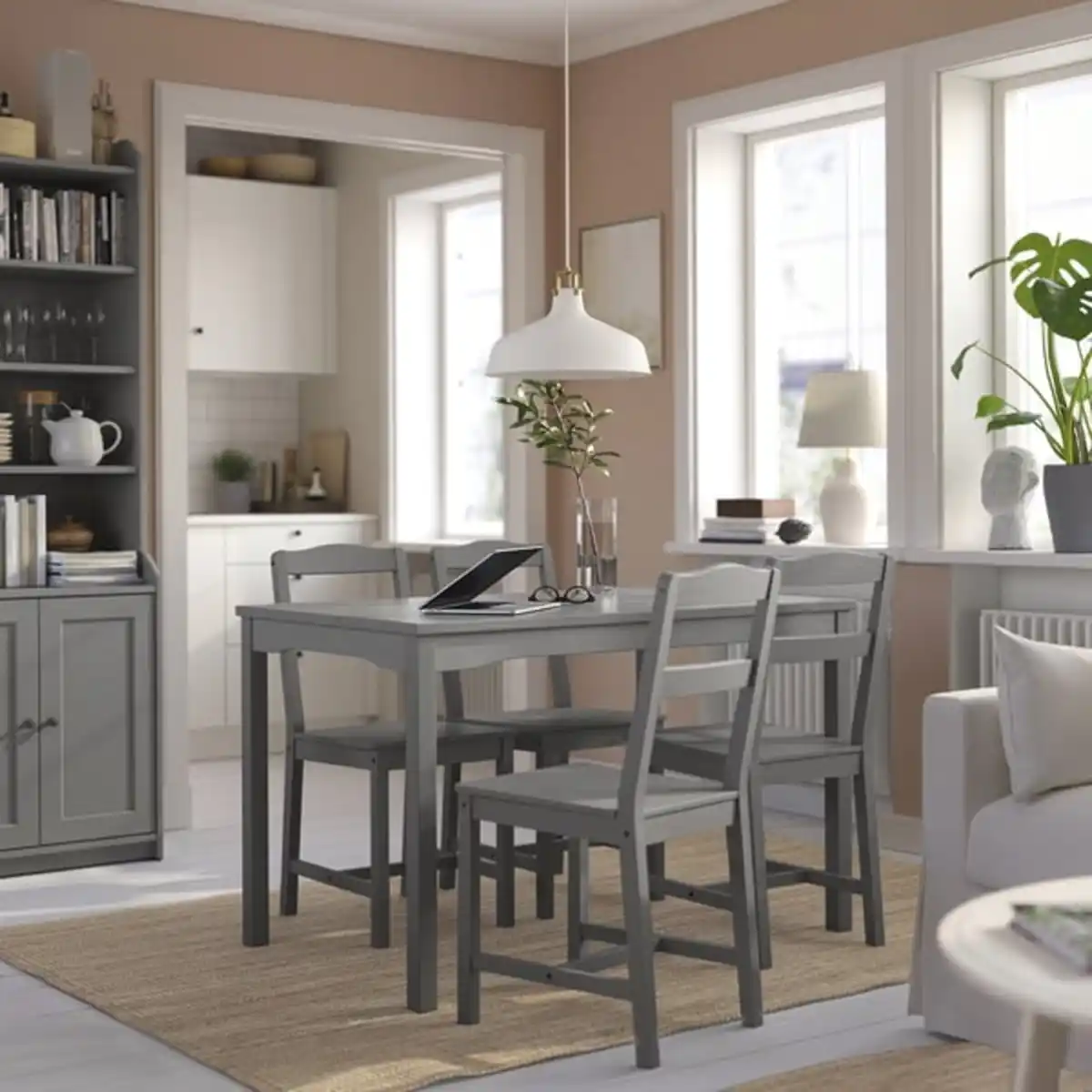 Bild 2 von HAUGA / HAUGA Tisch und 4 Stühle, grau/grau, 118x74 cm