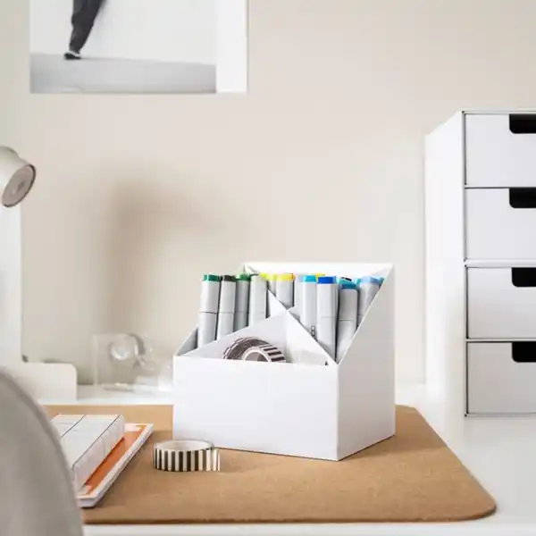 Bild 2 von FJÄDERHARV Schreibutensilienfach, weiß, 16x16 cm