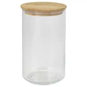 EKLATANT Dose mit Deckel, Klarglas/Bambus, 1 l