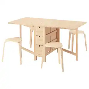 NORDEN / KYRRE Tisch und 4 Hocker, Birke/Birke, 26/89/152 cm