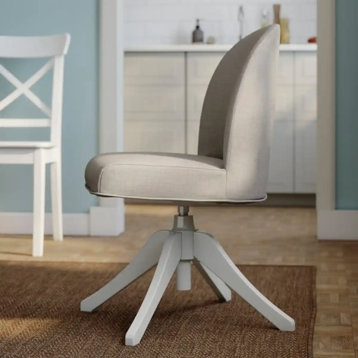 Bild 3 von ROSENTORP / ROSENTORP Tisch und 4 Stühle, weiß/weiß Kilanda hellbeige, 110/155 cm