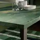 Bild 3 von SKÅLSTA Tisch, dunkel graugrün marmoriert/u-förmig schwarzgrau, 140x80 cm