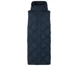 Lange Steppweste mit Kapuze