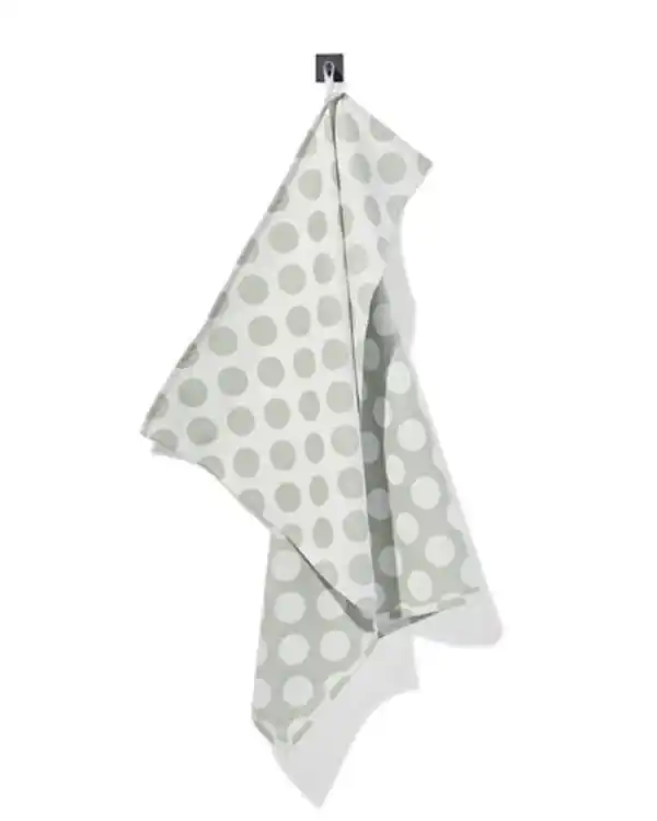 Bild 1 von Geschirrtuch 65 x 65 cm Baumwolle gepunktet, Grau-Grün