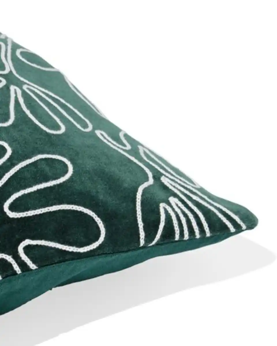 Bild 4 von Kissenbezug, 50 x 50 cm, Velours, Blume, Grün