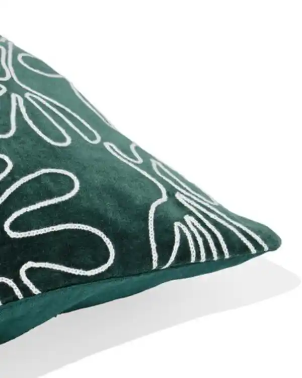 Bild 4 von Kissenbezug, 50 x 50 cm, Velours, Blume, Grün