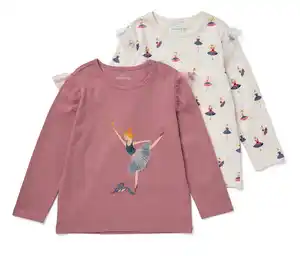 2 Kinder-Langarmshirts mit Tüll-Rüschen