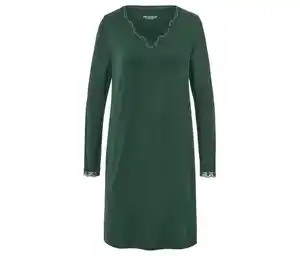 Nachthemd mit Spitzenbesatz, dunkelgrün