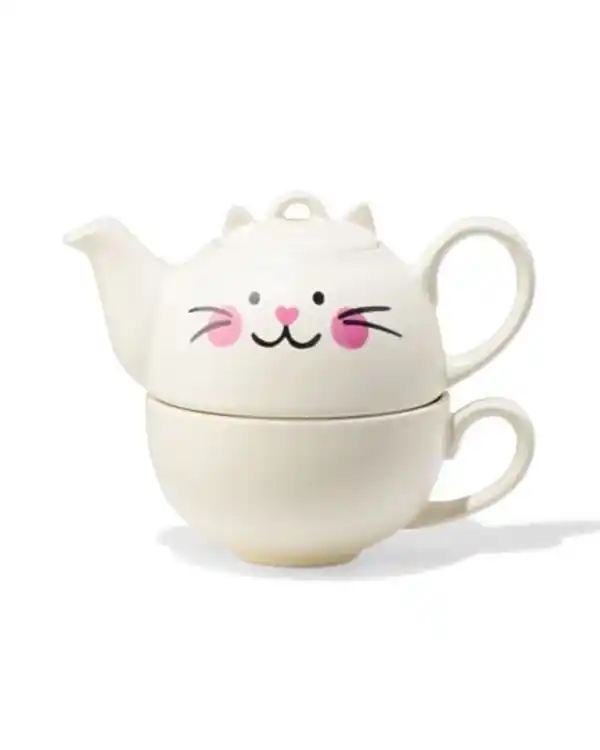 Bild 1 von Teekanne mit Tasse 300 ml, Keramik, Katze