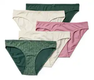 5 Slips, grün/creme/rosa