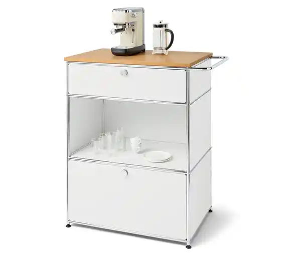 Bild 1 von Kaffee-Kommode Metall »CN3« mit 2 Schubladen, weiß