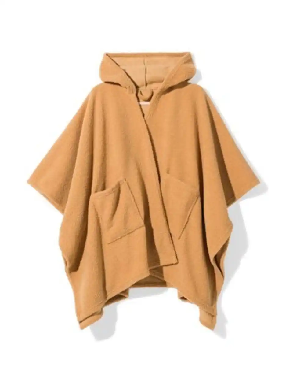 Bild 2 von Damen-Sofa-Poncho, Einheitsgröße, mit Kapuze und Taschen, hellbraun