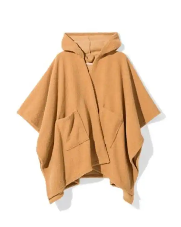 Bild 2 von Damen-Sofa-Poncho, Einheitsgröße, mit Kapuze und Taschen, hellbraun