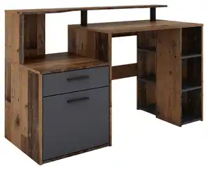 SCHREIBTISCH LOUIS, Anthrazit, Alteiche