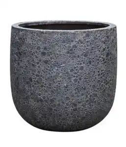 Dehner Polystone-Topf Lava, rund, schwarz
