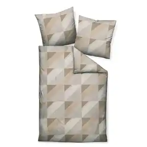Janine Bettwäsche J.d., Taupe, Textil, Graphik, 155x220 cm, Textiles Vertrauen - Oeko-Tex®, saugfähig, schadstoffgeprüft, bügelfrei, pflegeleicht, atmungsaktiv, hautfreundlich, Schlaftextilien,