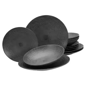 Creatable Tafelservice Catania Anthrazit, Anthrazit, Keramik, 12-teilig, 30x31x34 cm, Essen & Trinken, Geschirr, Geschirr-Sets, Tafelservice