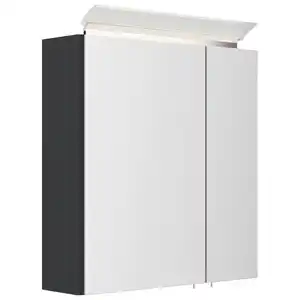 Mid.you Spiegelschrank, Graphit, Holzwerkstoff, 2 Fächer, 60x62x17 cm, Soft-Close-System, hängend, Badezimmer, Badezimmerspiegel, Spiegelschränke