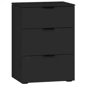 Jutzler Nachtschrank, Schwarz, Metall, 3 Schubladen, 45x65x43 cm, Typenauswahl, Schlafzimmer, Nachttische