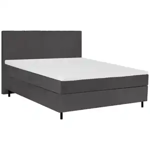 Welnova Boxspringbett, Anthrazit, Textil, Tanne, H4 + H5, 7-Zonen, Höhe ca. 19 cm, 180x200 cm, Topper durchgehend, Partnermatratze mit durchgehendem Bezug, Schlafzimmer, Betten, Doppelbetten