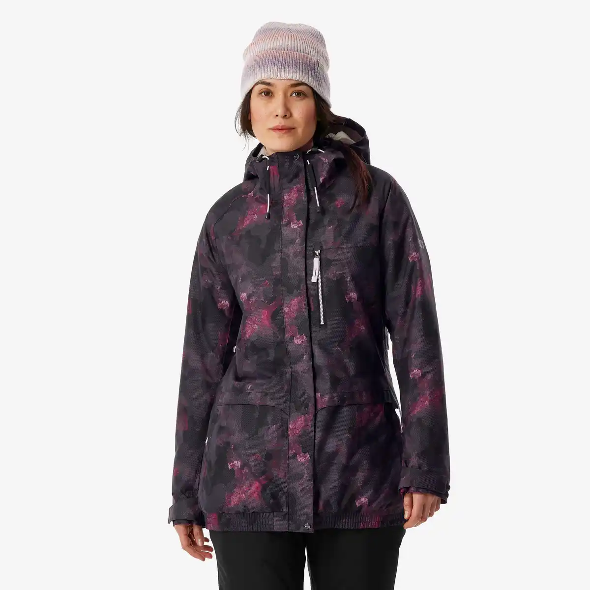 Bild 1 von DREAMSCAPE Snowboardjacke Damen Skijacke - SNB 100 schwarz/rosa mit Print