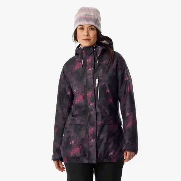 Bild 1 von DREAMSCAPE Snowboardjacke Damen Skijacke - SNB 100 schwarz/rosa mit Print