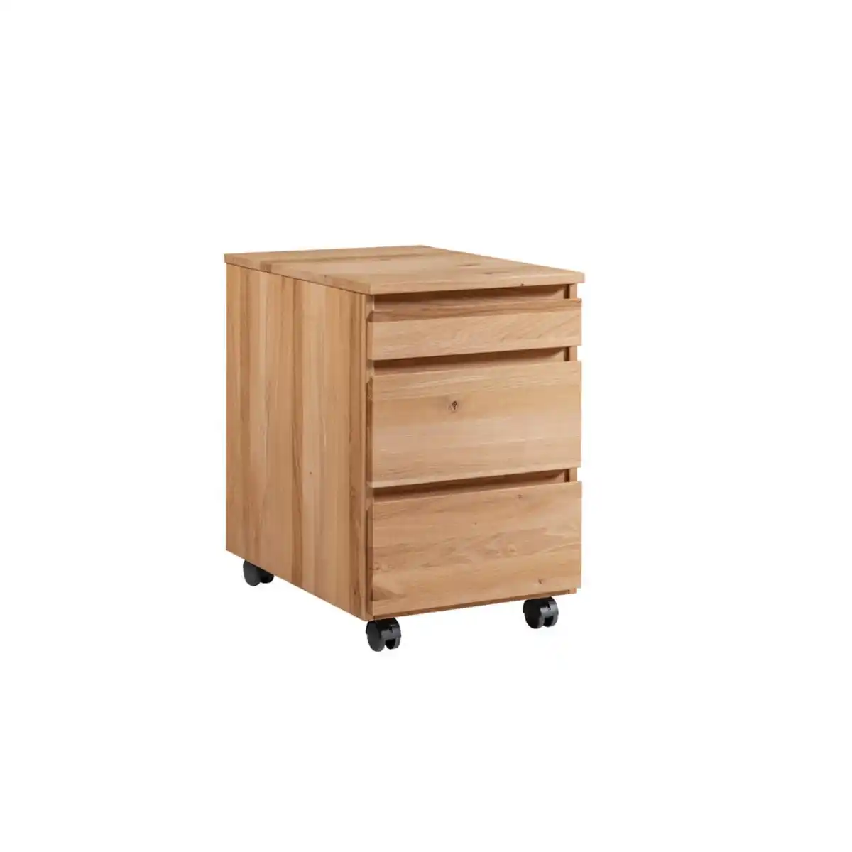 Bild 1 von Linea Natura Rollcontainer, Eiche, Holz, Asteiche, massiv, 3 Schubladen, 43x65x60 cm, erweiterbar, Typenauswahl, Beimöbel erhältlich, Arbeitszimmer, Container, Rollcontainer