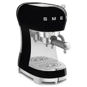 Smeg Espressomaschine 50´s Style, Schwarz Hochglanz, Metall, Kunststoff, 1100 ml, 14.9x33x32.9 cm, Küchengeräte, Kaffeemaschinen & Zubehör